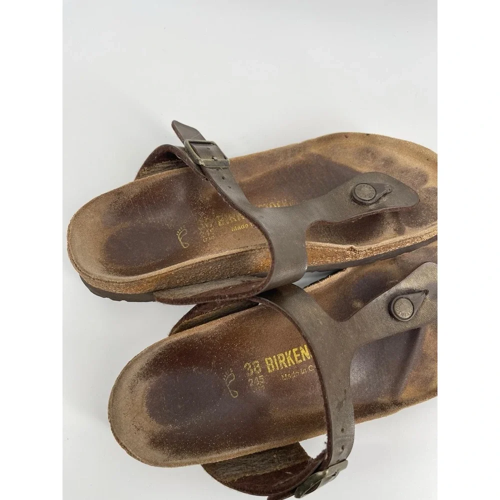 Birkenstock Women's Gizeh Bronze Brown Thong 38 Comfort Sandals Size 7 - Picture 4 of 11